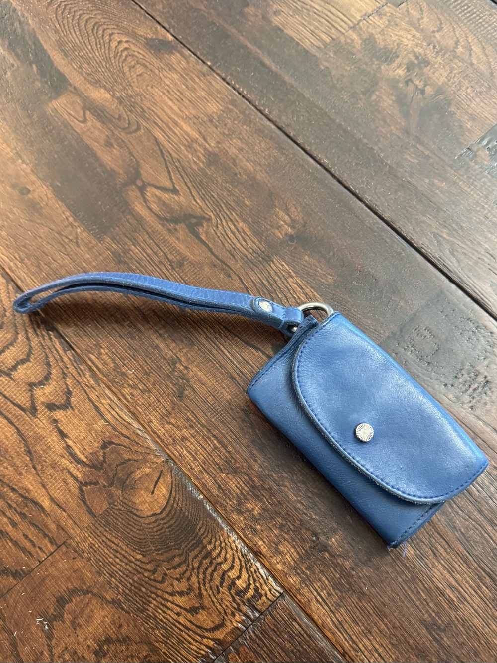 Free People Blue Leather Wristlet Wallet Card Holder